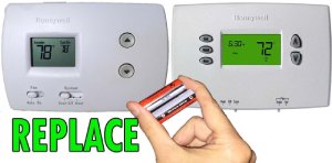 Replacing batteries in thermostat-Spring cleaning includes safety checks-Allgeier Air-Louisville KY-300x148jpg