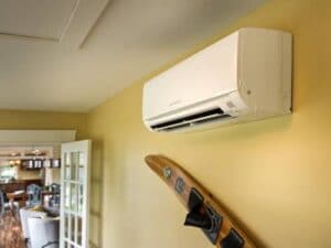 Mini split mounted on wall in garage-Allgeier Air-Louisville KY-500x375jpg