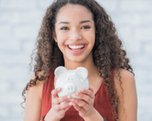 Happy lady saving money-Allgeier Air-Louisville KY-500x400jpg 